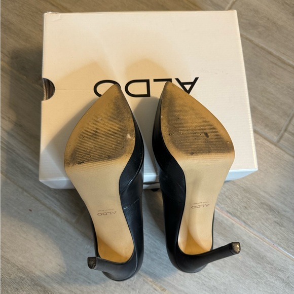 Aldo black leather platform pointed toe stilettos pumps - Picture 5 of 5